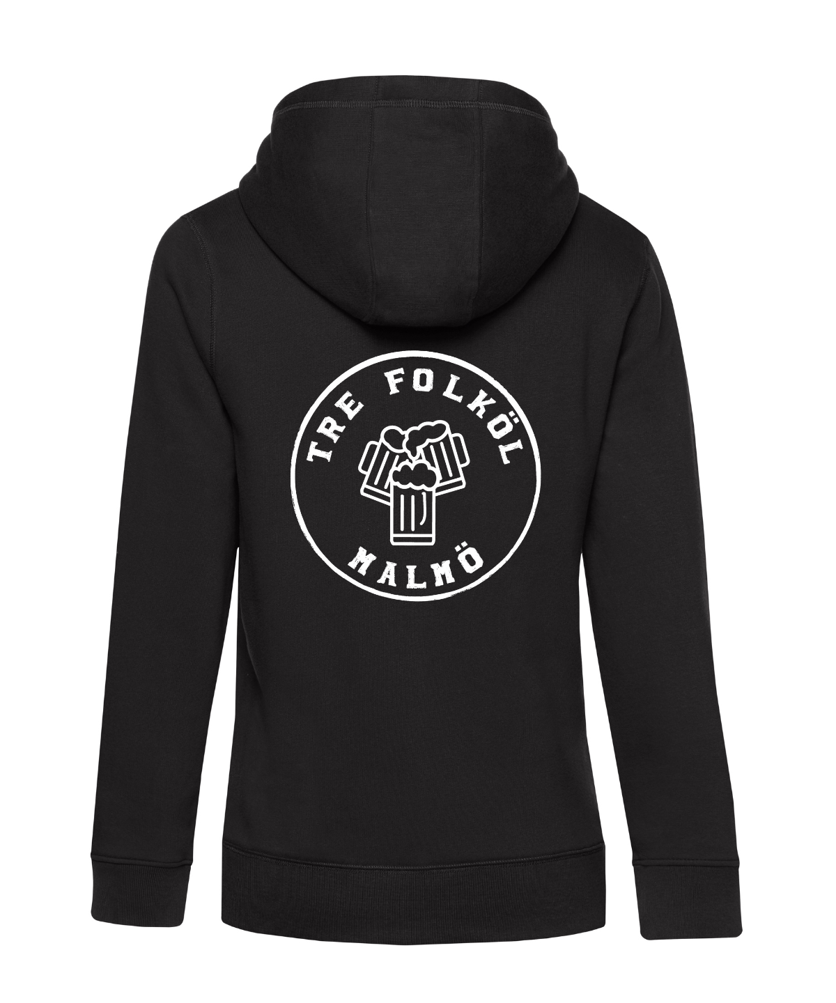 Tre Folköl -Svart hoodie med tryck fram & bak
