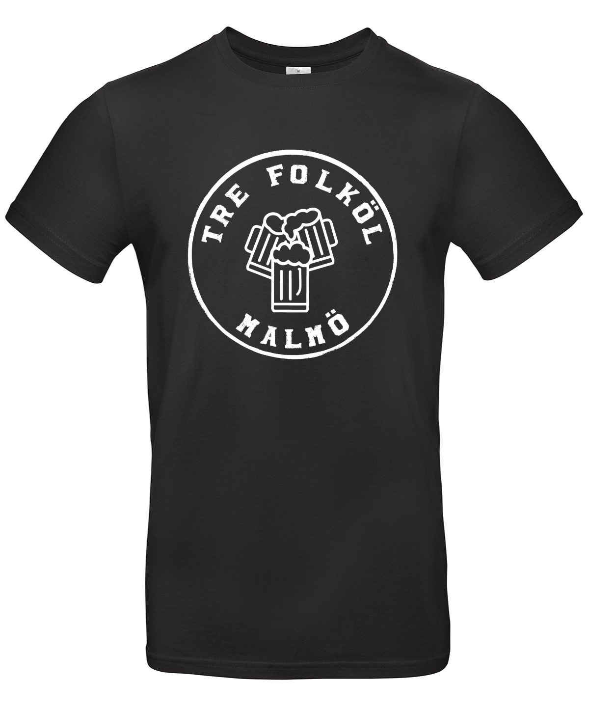 Tre Folköl - Svart T-shirt med stort brösttryck